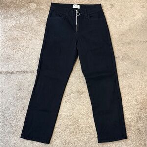 L.T.J Black Exposed Front Zip Fly Metallic Ring Attachment Cropped Denim Size 29